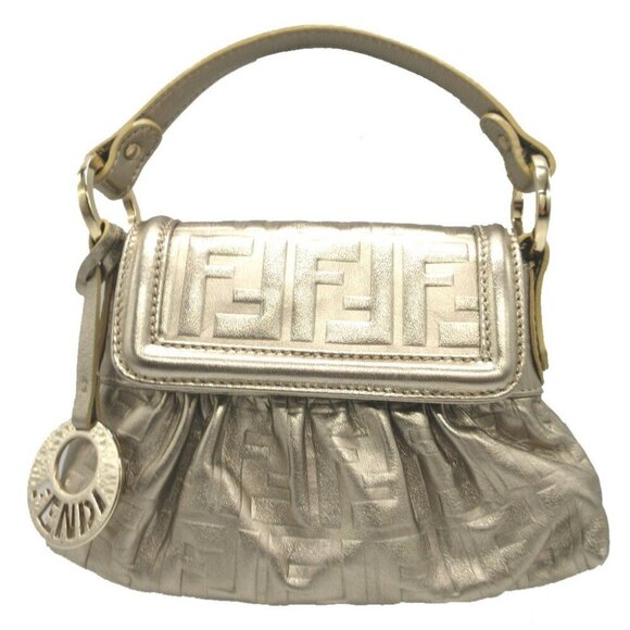 FENDI Gold Leather Zucca Pouch - Picture 1 of 9